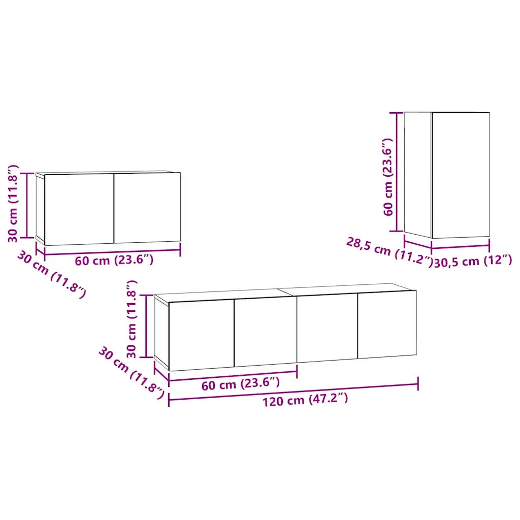 Set mobile TV | Armadietto TV | Mobile Porta TV con cassetto Rovere Nero Legno multistrato
