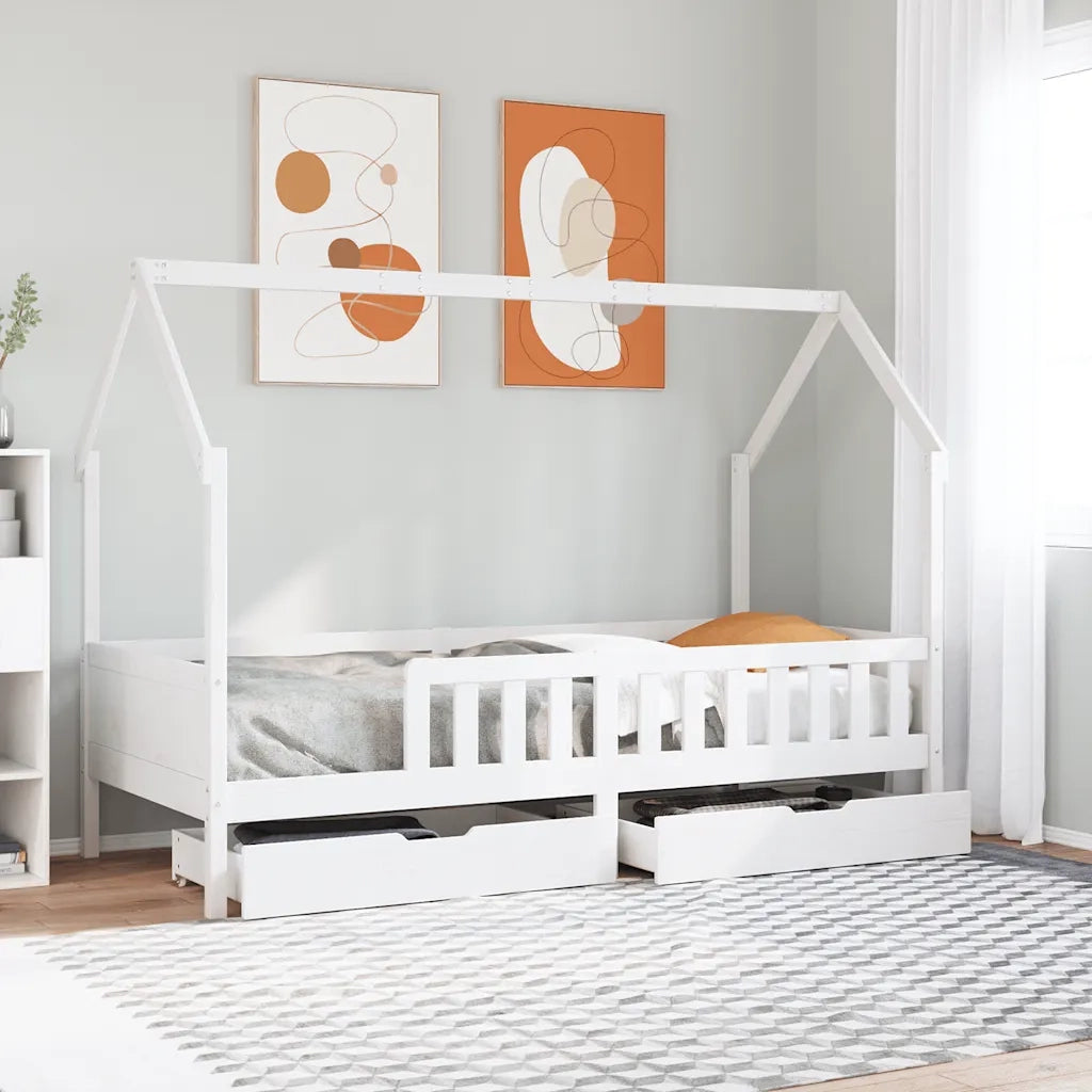 Giroletto Bambini | Letto Infantile | Lettino con Cassetti 80x200 cm Legno Massello di Pino