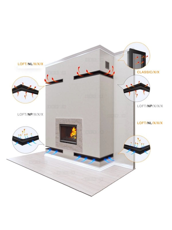 Griglia di ventilazione Angolare per camino 95x800x450 - Loft Angle sinistra grafite