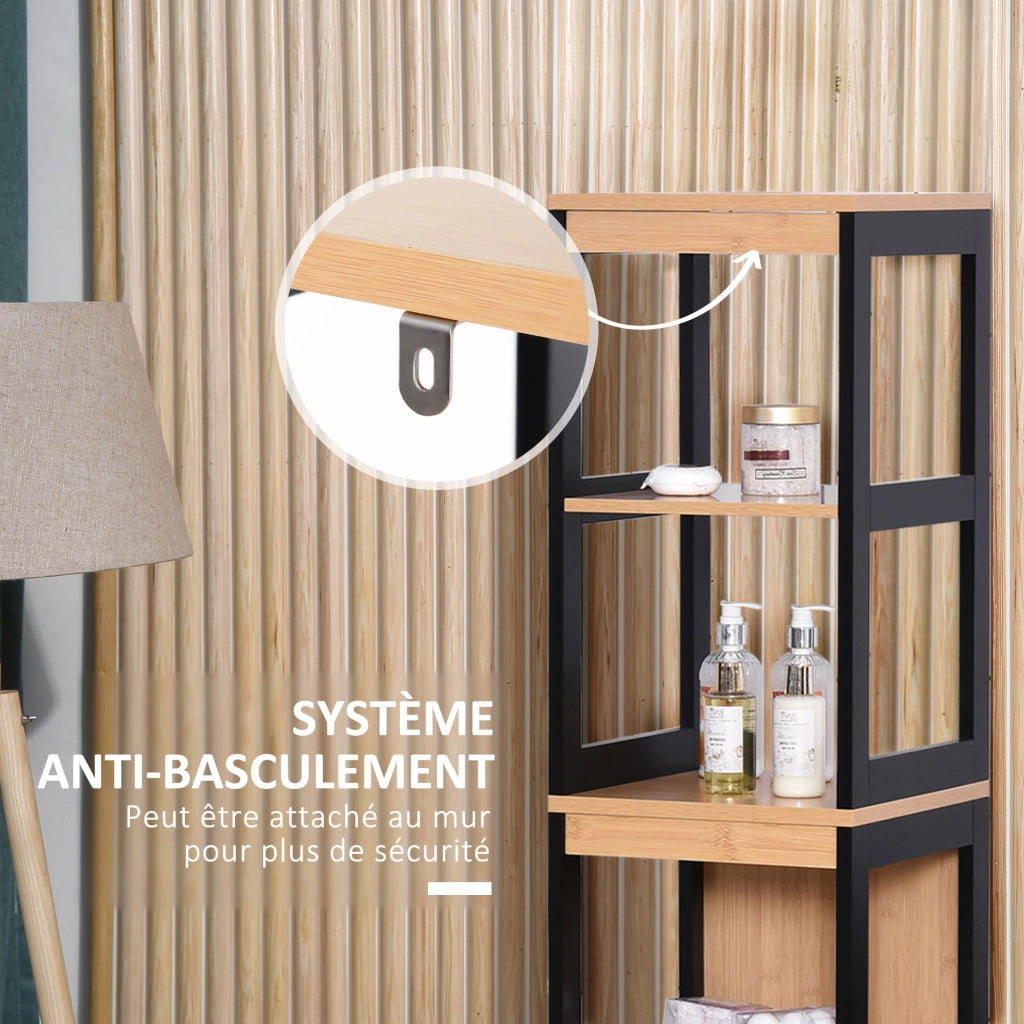 Mobiletto Bagno Colonne ¨C Minimal ¨C Bamb¨´ Nero 30x30x144 cm