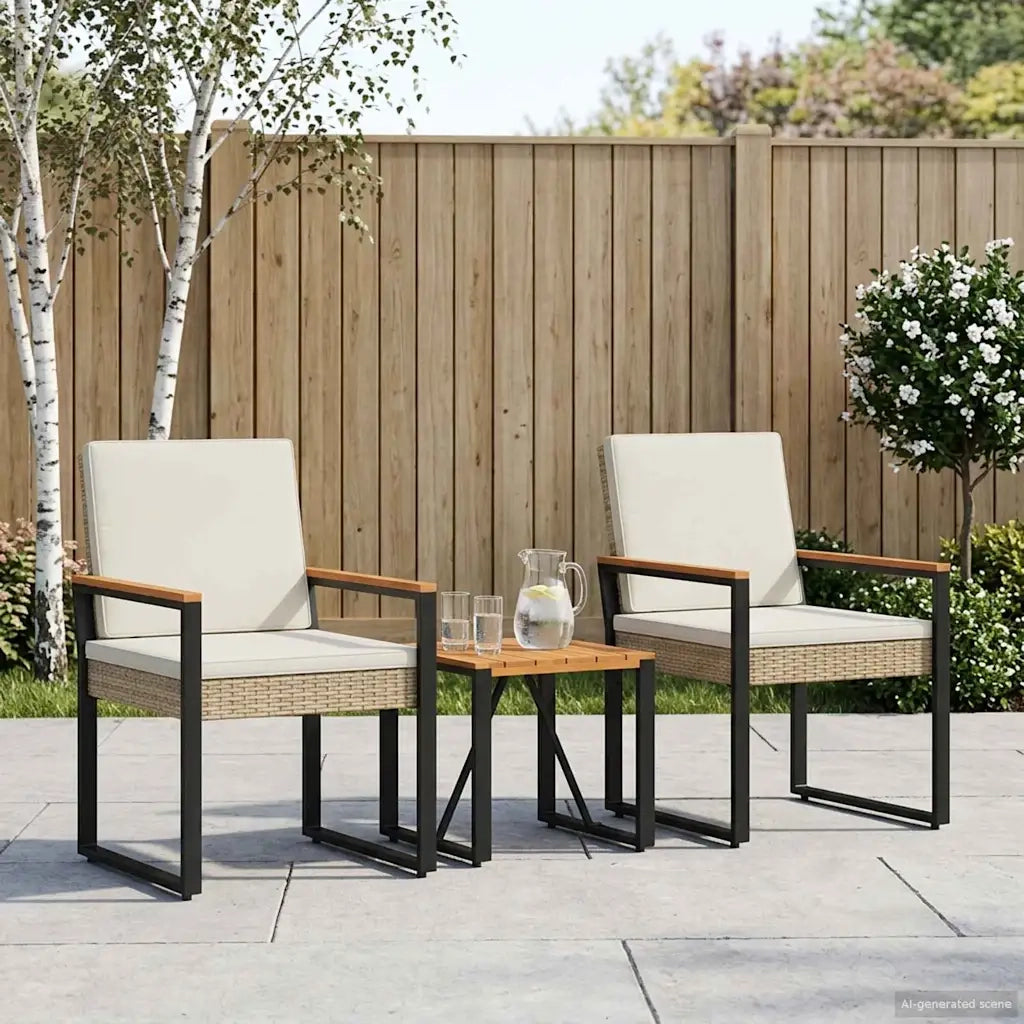 Set Mobili da Esterno 3 pz | Set Salotto da Giardino Beige e Bianco Crema polyrattan