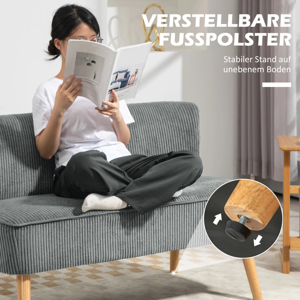 Divano 2 Posti ¨C Minimal ¨C Tessuto Grigio 117x56,5x77 cm