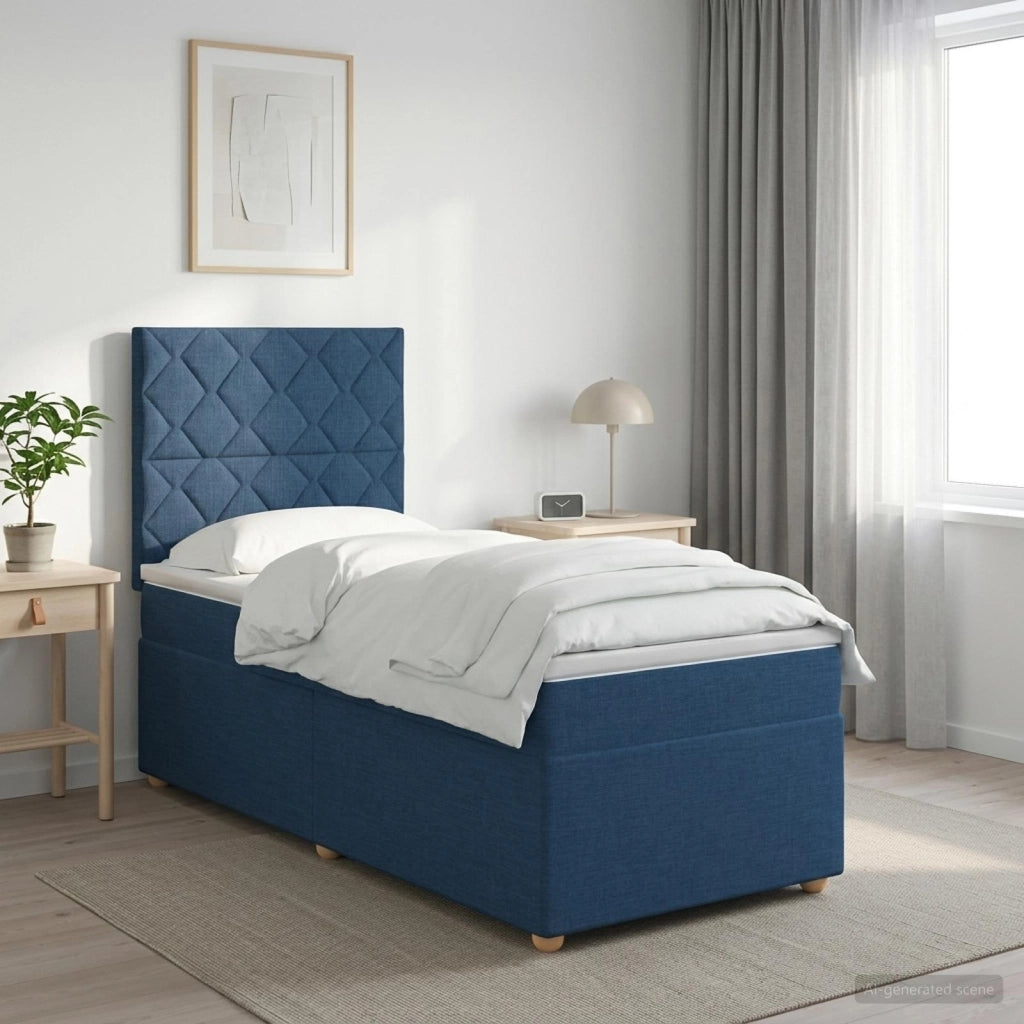 Letto box spring con materasso Blu 90 x 200 cm Tessuto 3455272