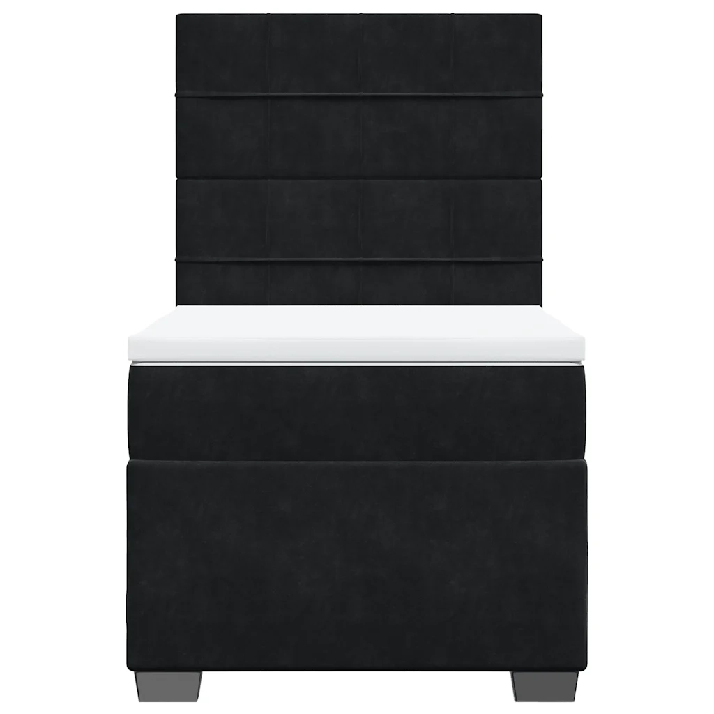 Giroletto a Molle con Materasso Nero 90x190 cm in Velluto
