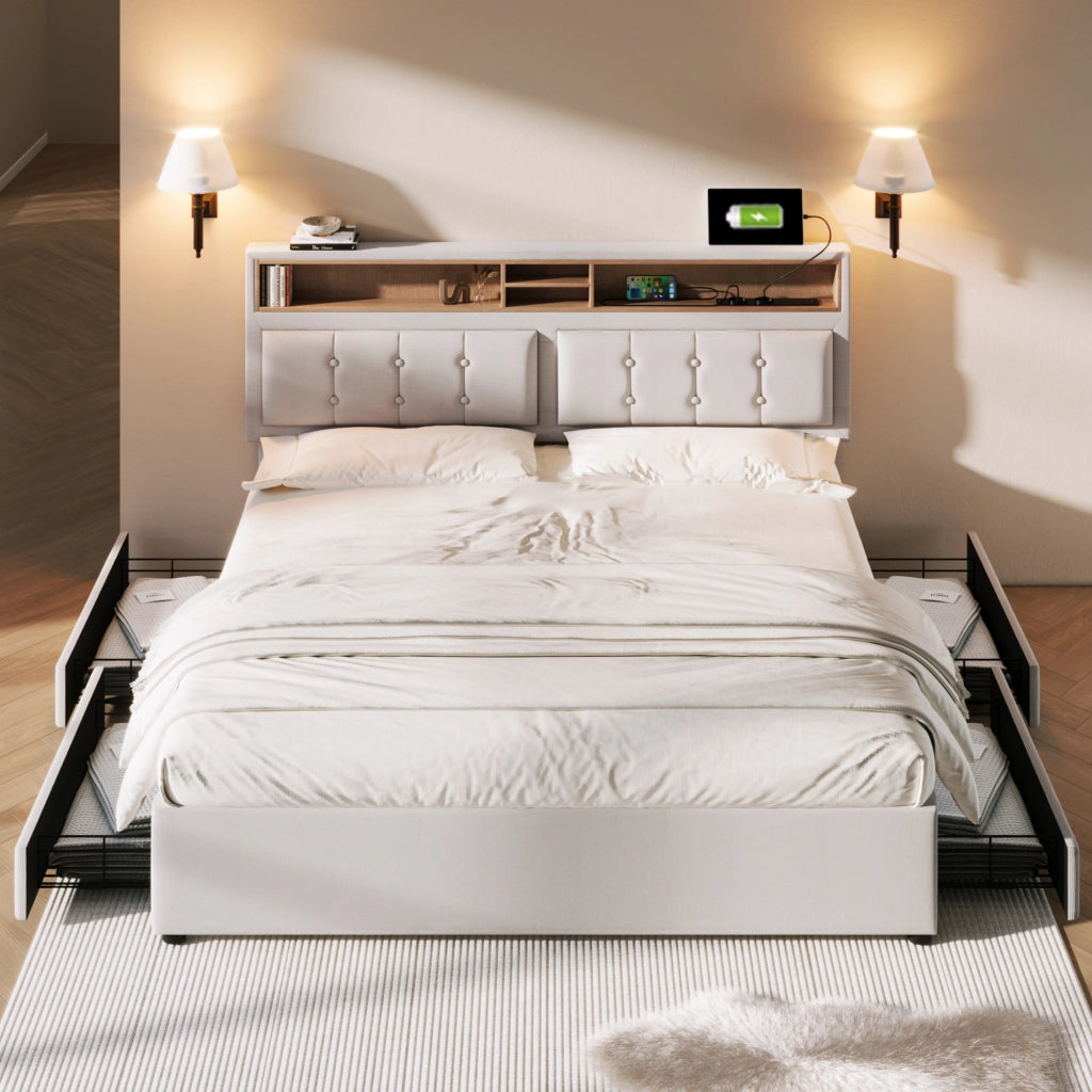 letto imbottito lino beige 160x200 cm