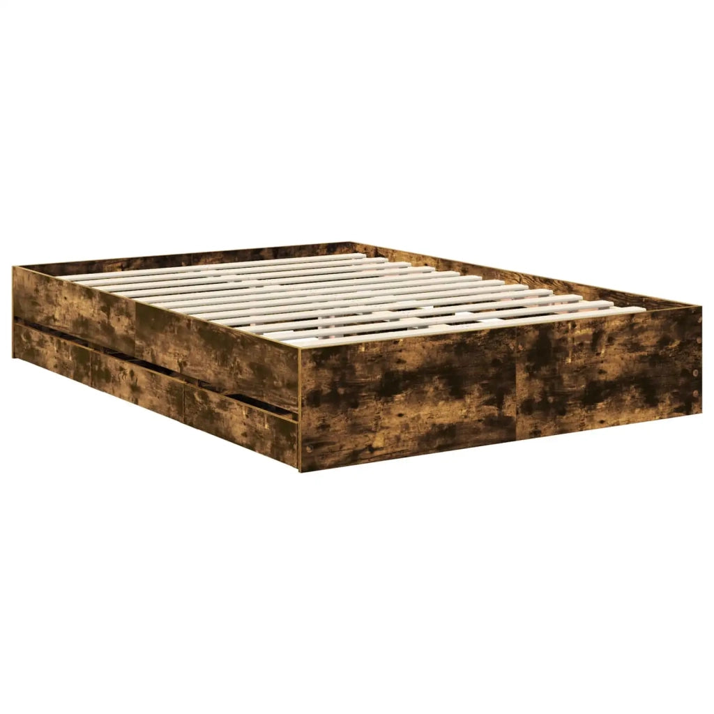 Letto matrimoniale | Letto per adulti | Struttura del letto Quercia Affumicata 135 x 190 cm