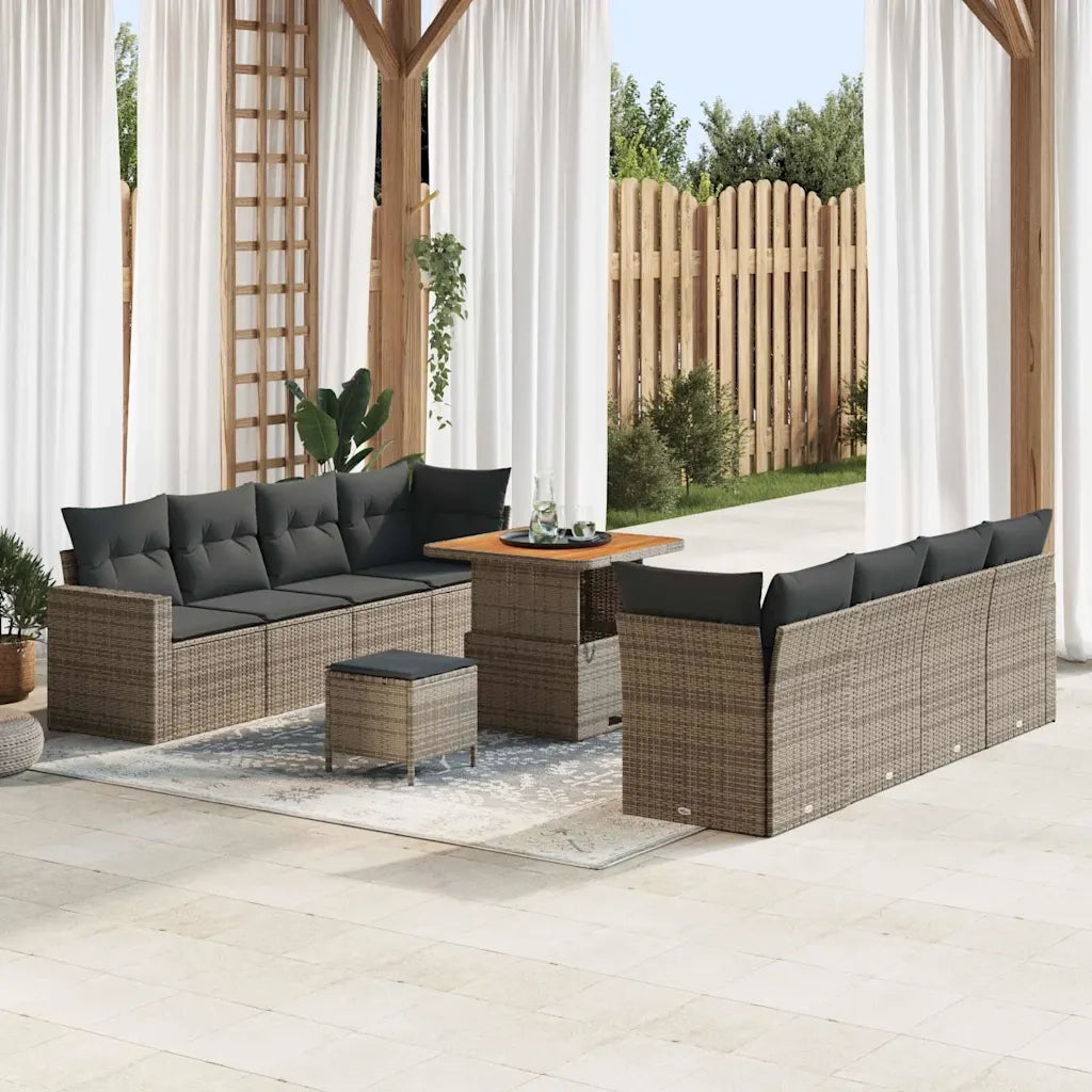 Set Divano da Giardino con cuscino 12 pcs Grigio polyrattan 3363538