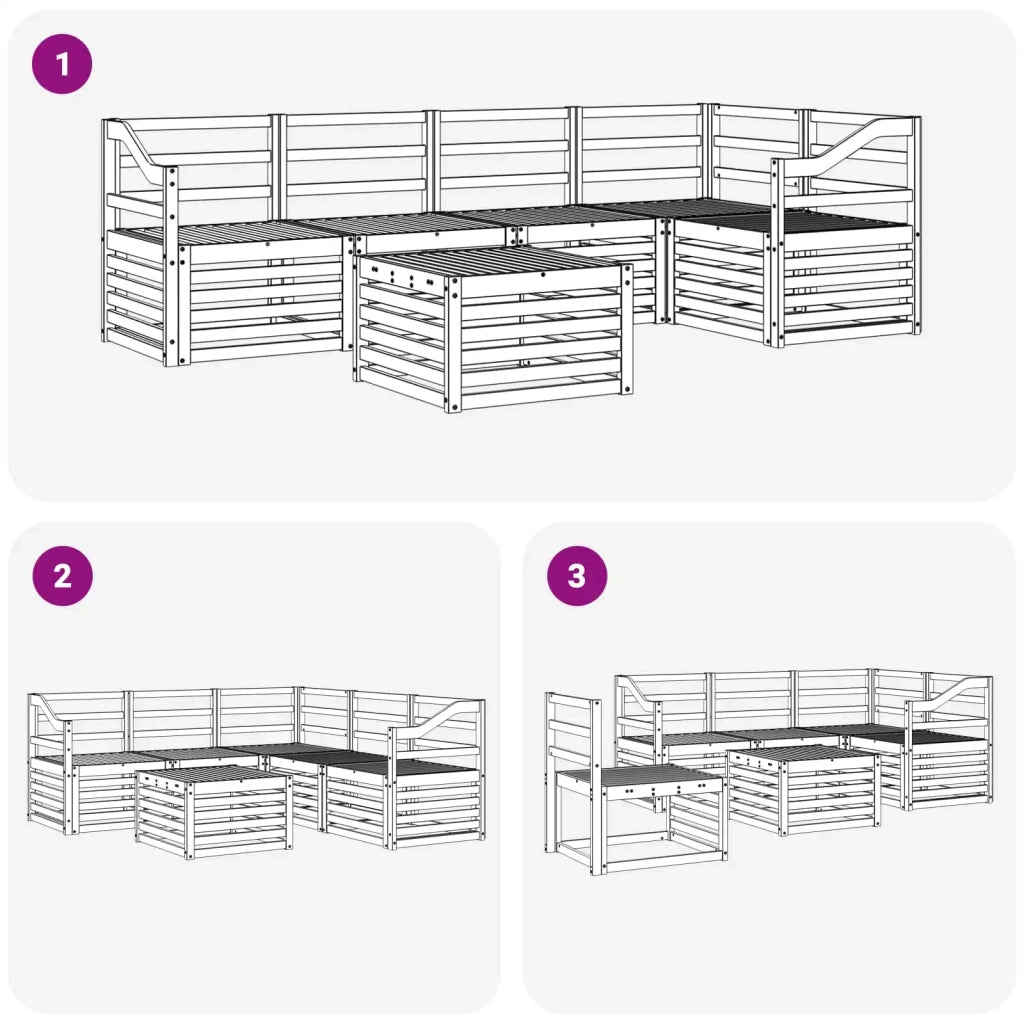 Set di divani da esterno 6 pcs Bianco 59 x 59 x 37 cm 3391889