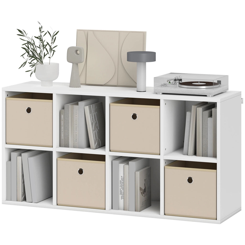 Libreria con cassetti e ripiani ¨C Minimal ¨C 105,9x30x53,7 cm bianco e beige