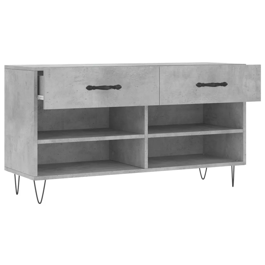 Panca Porta Scarpe-Sgabello-Panca Scarpiera Grigio Cemento 102x35x55cm Legno Multistrato 885601