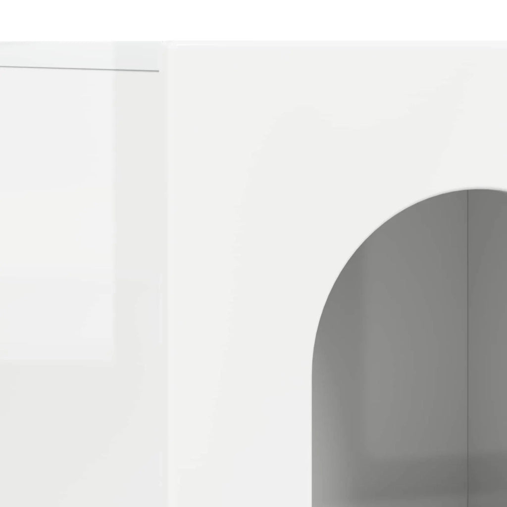 Credenza-Buffet-Armadio da cucina Bianco Lucido 100 x 35 x 59 cm Legno multistrato