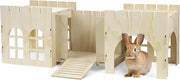 Casetta di legno per coniglio - riposo e gioco - interno ed esterno - 114 x 40 x 385 cm - grande - spessore MDF