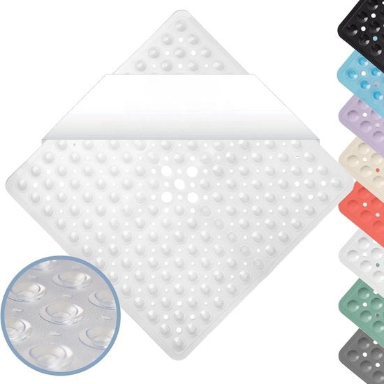 Douchemat trasparente, 53 x 53 cm, trasparente, comfortevole douchemat, matressa per bagno, antiscivolo, resistente alla muffa e lavabile in lavatrice