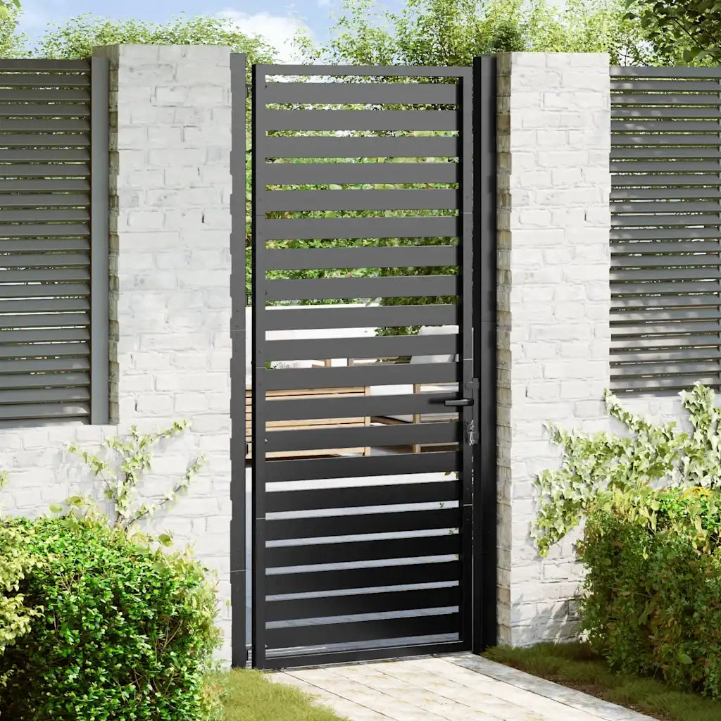 Cancello da Giardino con Serratura Nero 100x200 cm in Alluminio CFW8038353