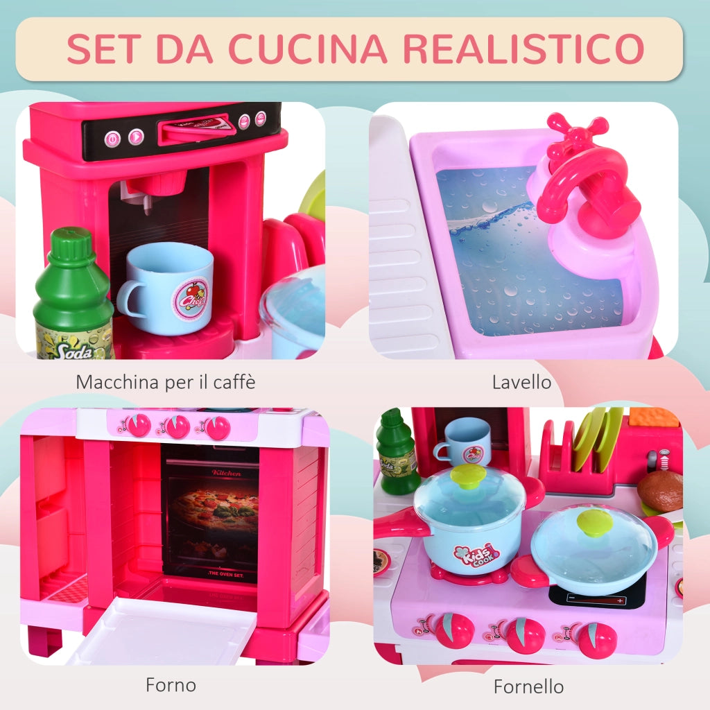 Cucina Giocattolo per Bambini con Luci e Suoni ¨C Minimal ¨C Rosa 78x29x87