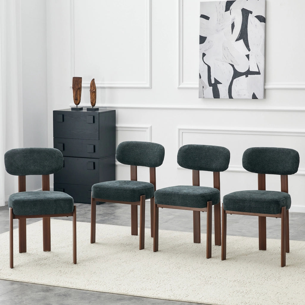 Set 4 Sedie da Pranzo Imbottite ¨C Xylo ¨C Tessuto Lino, Schienale Curvo, Stile Moderno