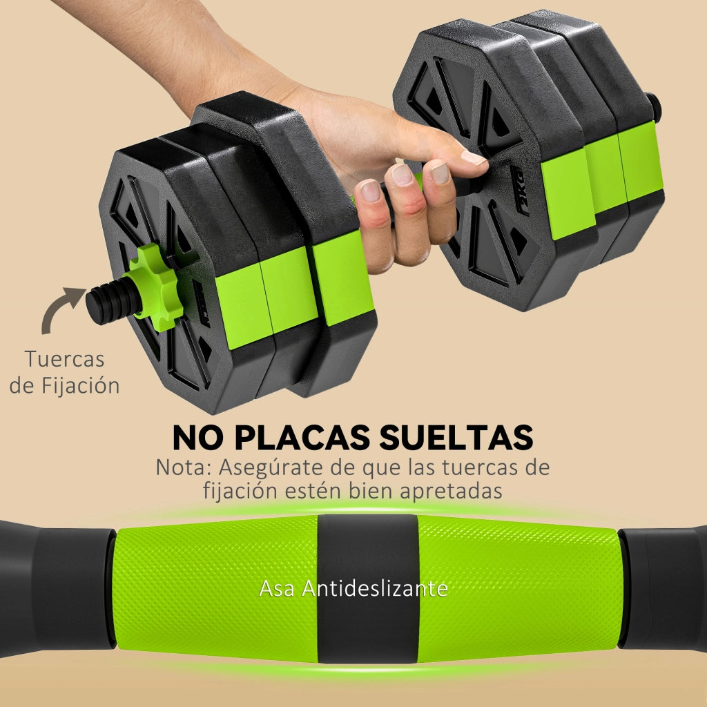 Set manubri regolabile 20 kg 6 in 1 ¨C zephmum ¨C come kettlebell con barra e supporto per flessioni