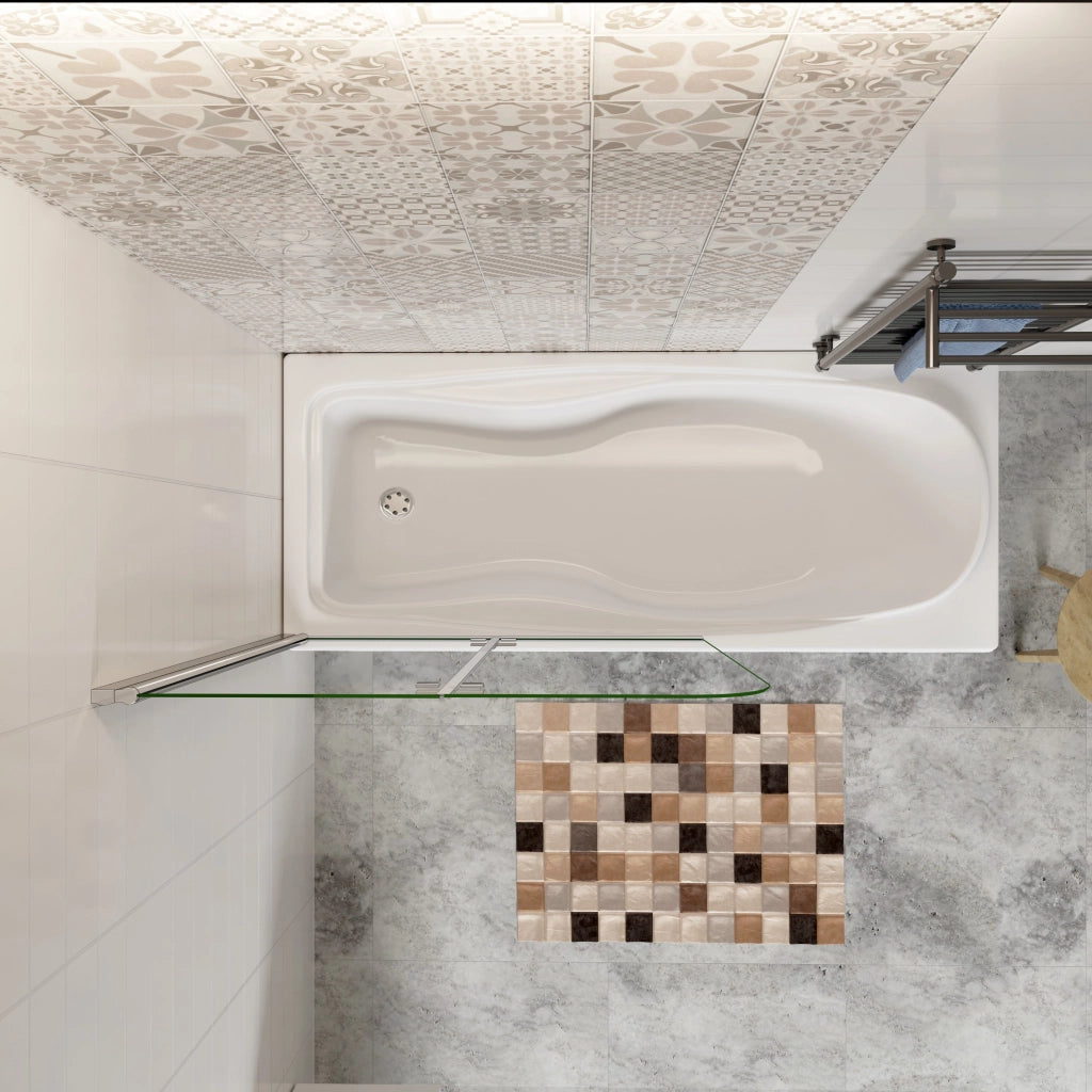 H.140 cm Sopravasca da Bagno da 90 cm Doccia Due Ante Pieghevoli a Libro Vetro Temperato 6 mm Anticalcare Telaio Cromato Lucido