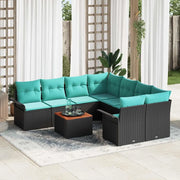 Set Divano da Giardino con cuscino 9 pcs Nero polyrattan 3347312