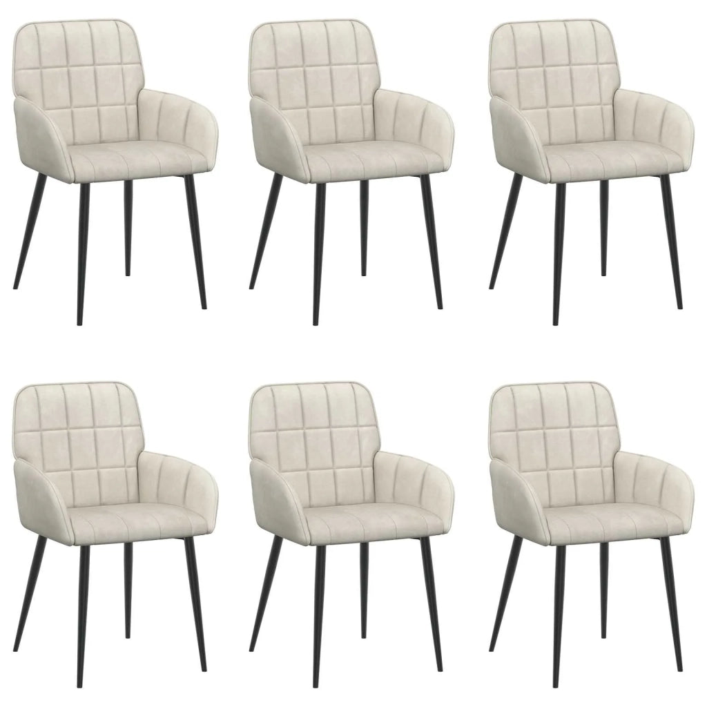 Sedie da pranzo 6 pcs Velluto (V) Crema 56,5 x 50 x 86 cm 3428181