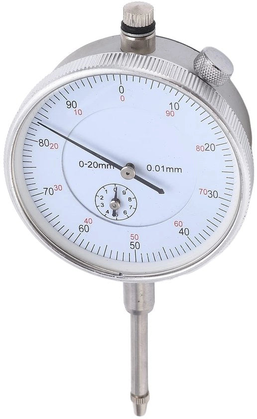 Misuratore di diametro molto preciso - orologio meccanico di misura - acciaio inox resistente - con canna in ottone integrata - intervallo di misura 0-20 mm - ideale per misurazioni precise