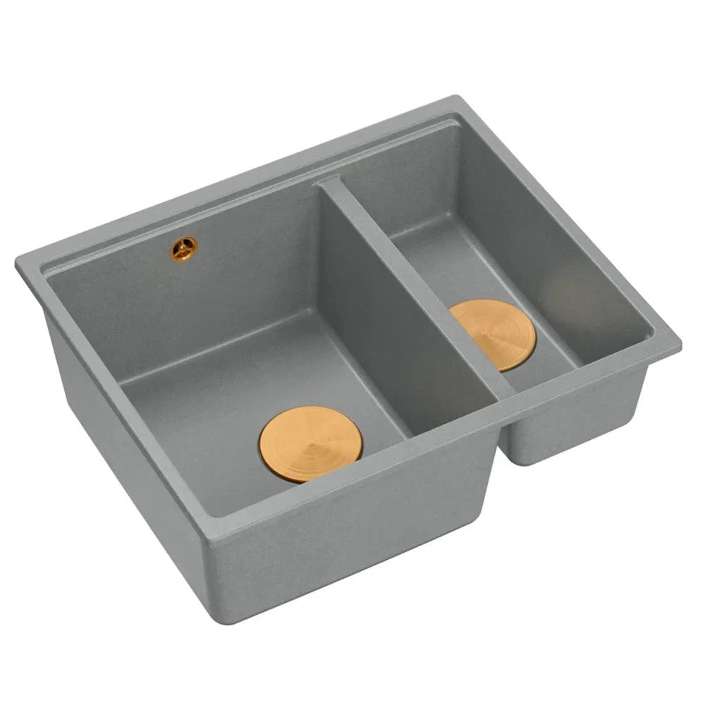 Lavello In Granito Logan 150 Grey Metallic Tappo acciaio