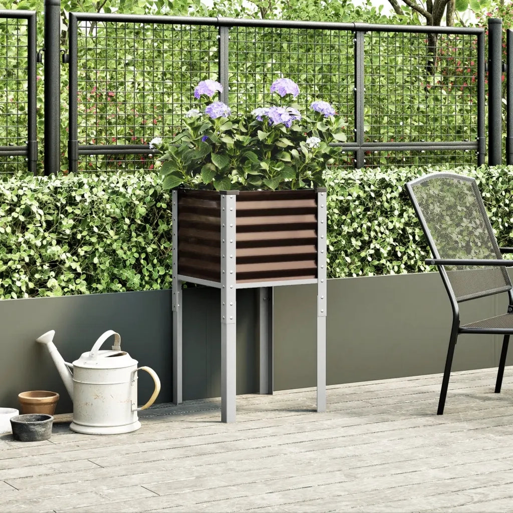 Fioriera da Giardino-Vaso da Esterno-Contenitore per Piante marrone 45x45x88 cm in acciaio