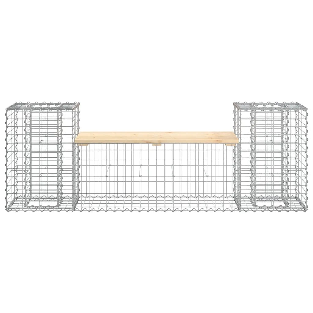 Panca Giardino Design Gabbione-Sgabello-Panca da esterno 183x41x60,5 cm Massello di Pino