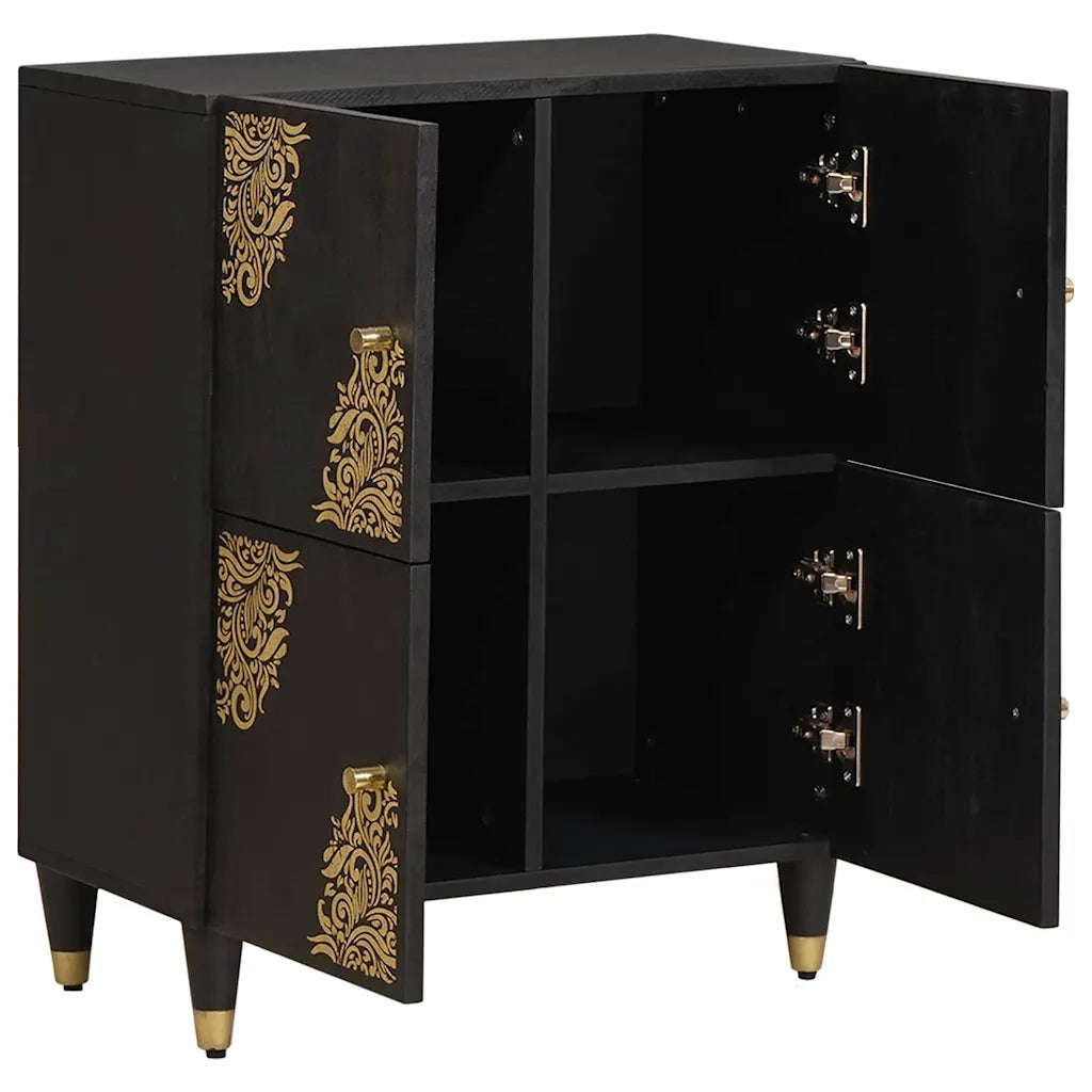 Credenza con porta Nero 60 x 33 x 75 cm Legno di mango massello 4018834