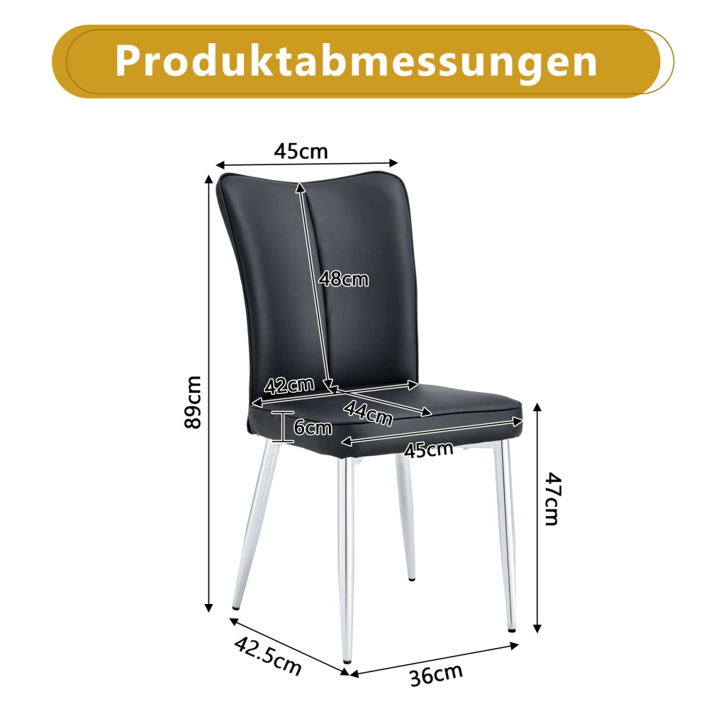 SEDIA da pranzo Set da 2 pezzi Nero PU e metallo