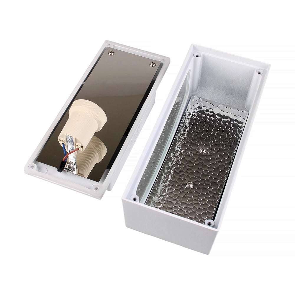 LAMAPADA DA PARETE PER ESTERNO IP65 CON ATTACCO E27 - APPLIQUE IN ALLUMINIO BIANCO E VETRO IDEALE PER GIARDINI E VIALETTI