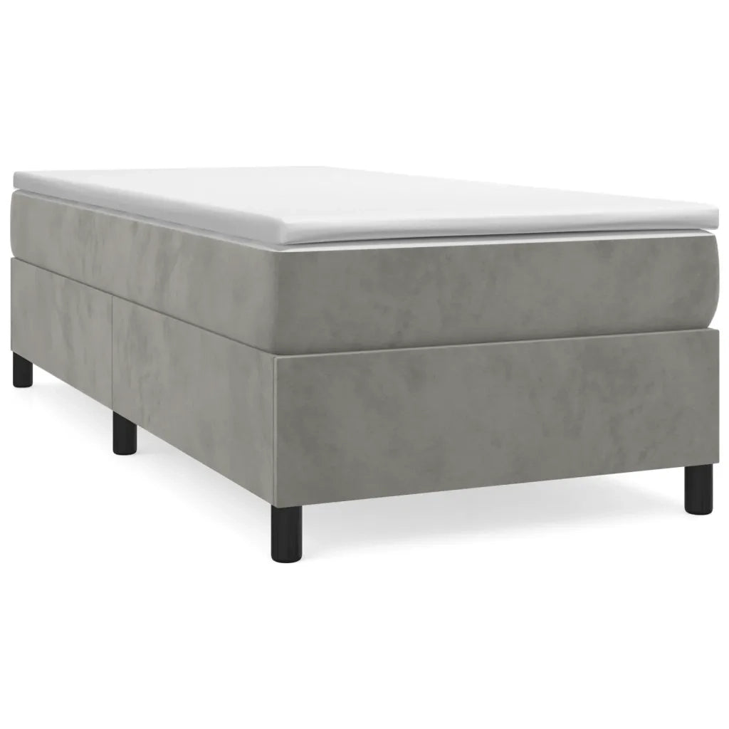 Letto singolo | Letto per adulti | Giroletto a Molle con Materasso Grigio Chiaro 80x200 cm Velluto