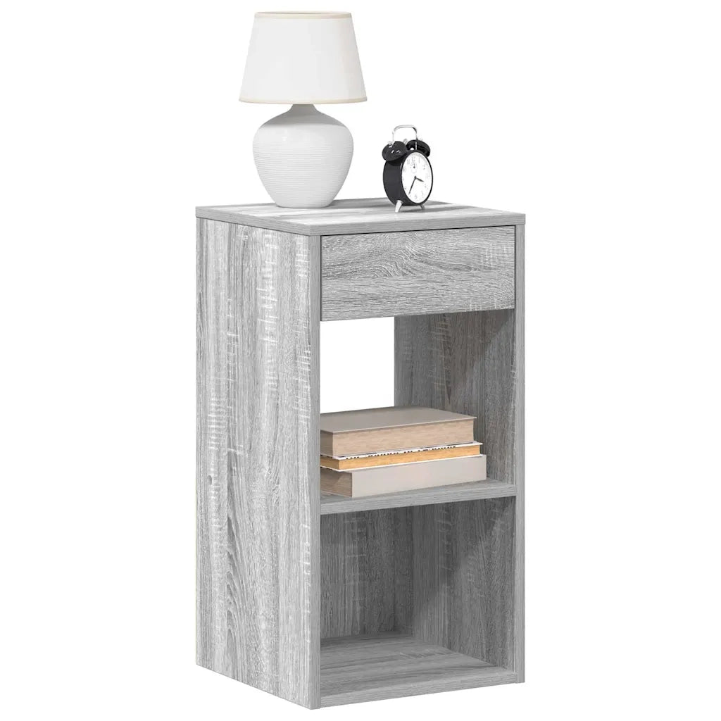 Comodini con Cassetto 2 pz-Set di 2 Tavolino da notte Grigio Sonoma 35x34x66,5 cm