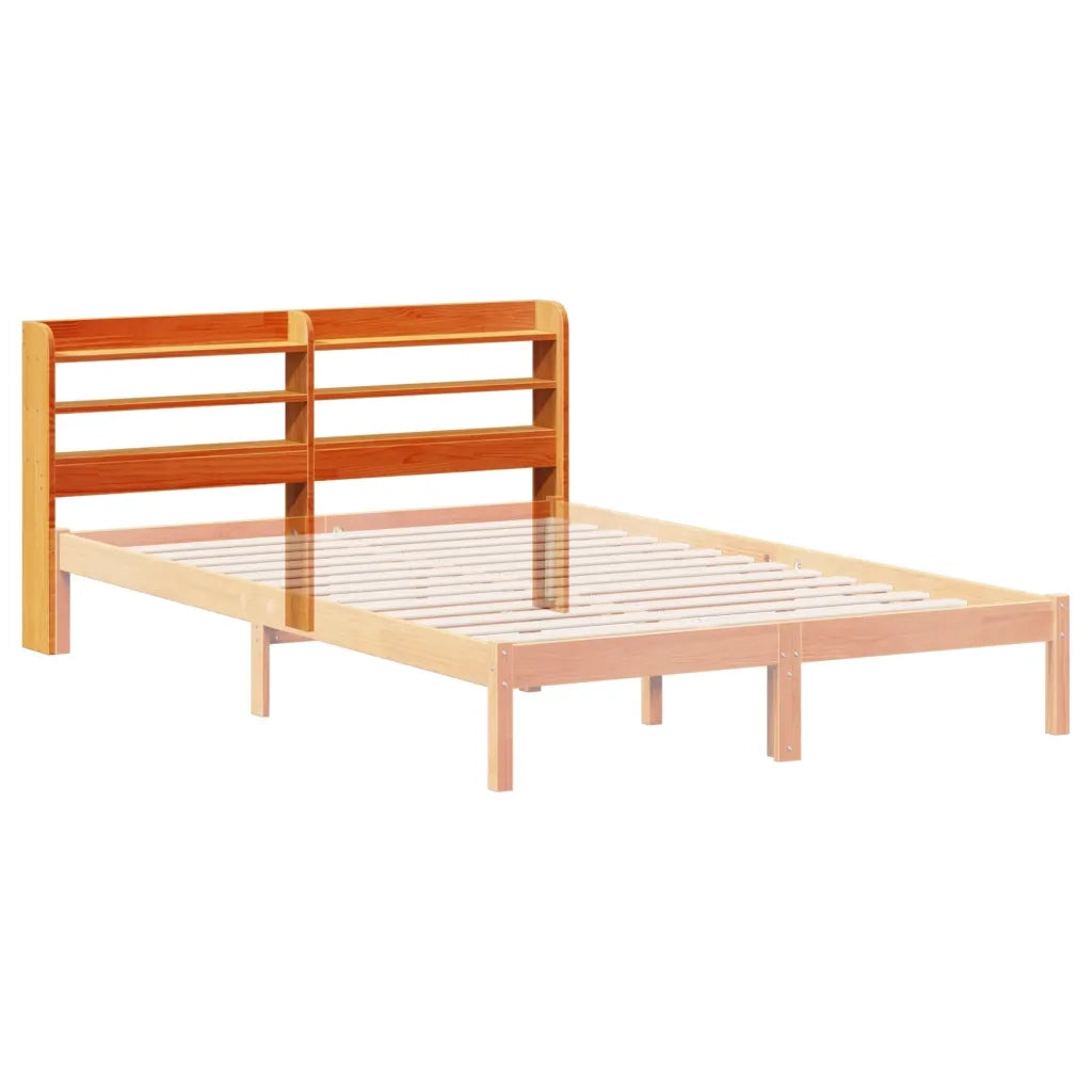 Testiera | Testata con Ripiani Marrone Cera 160 cm Legno Massello di Pino