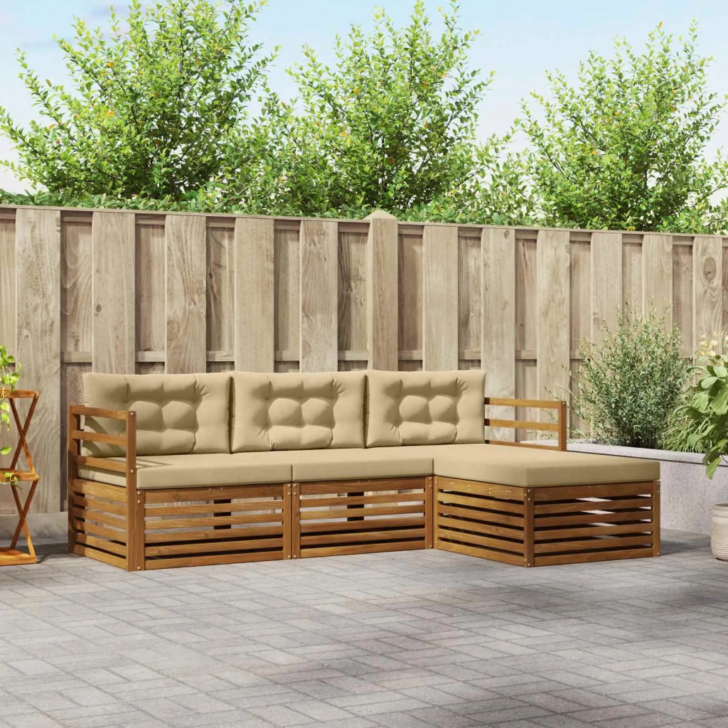 Set di divani da esterno con cuscino 4 pcs Naturale e Beige 3373243