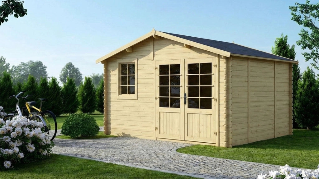 Casetta da giardino in legno - 12m2 - 4x3m - 28mm - colore: naturale - DOM710 - ALTANKA