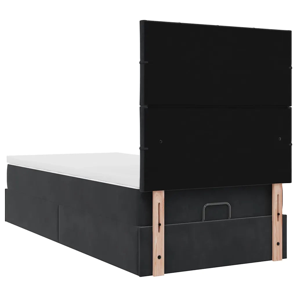 Struttura Letto Pouf con Materassi Nero 90x190 cm in Velluto 3314290