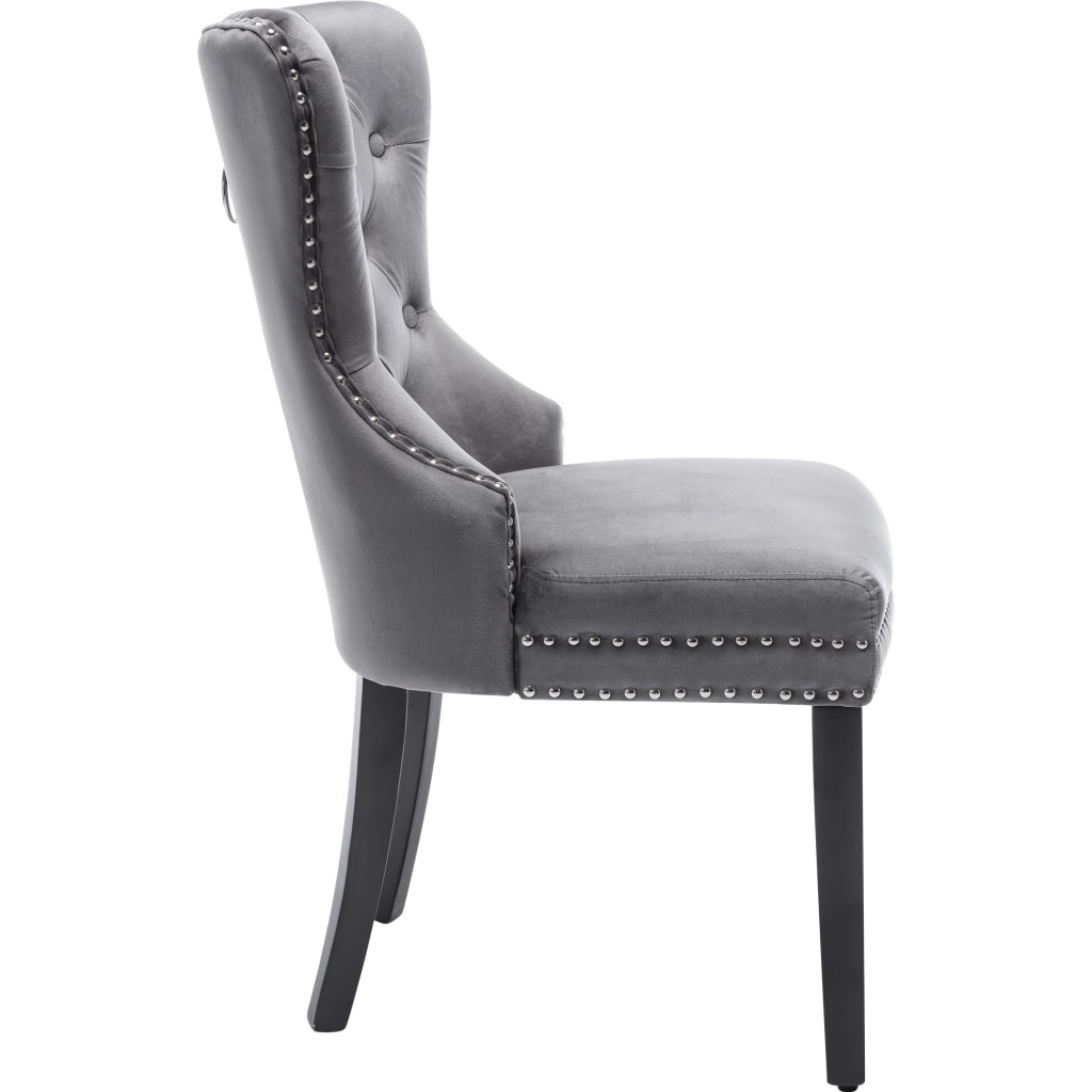 Sedie da Pranzo in Velluto con Gambe in Legno ¨C Xylo ¨C Grigio, Set 2 Pezzi