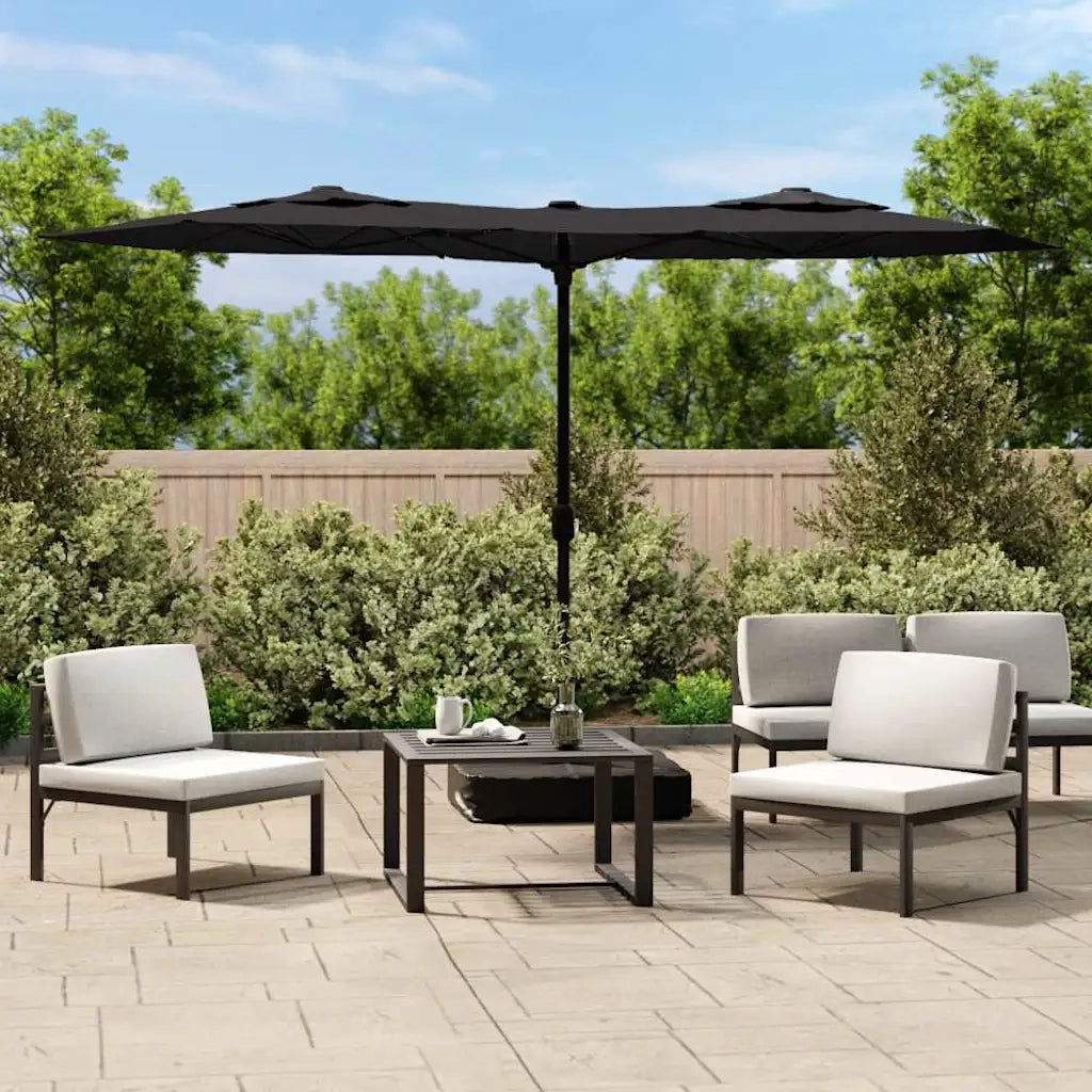 Ombrellone a Doppia Testa Nero 316x145 cm 362967