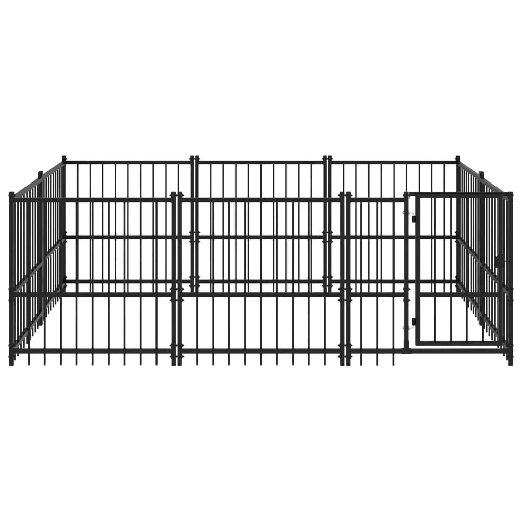 Cuccia gabbia per animali da esterno pac per cani in acciaio 5,63 m² nero 02_0041859