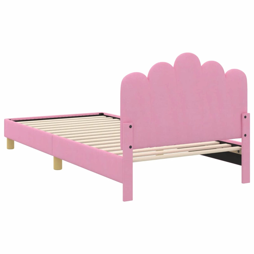 Struttura letto Bambini | Letto Infantile | Lettino con testata Rosa 90 x 190 cm Tessuto