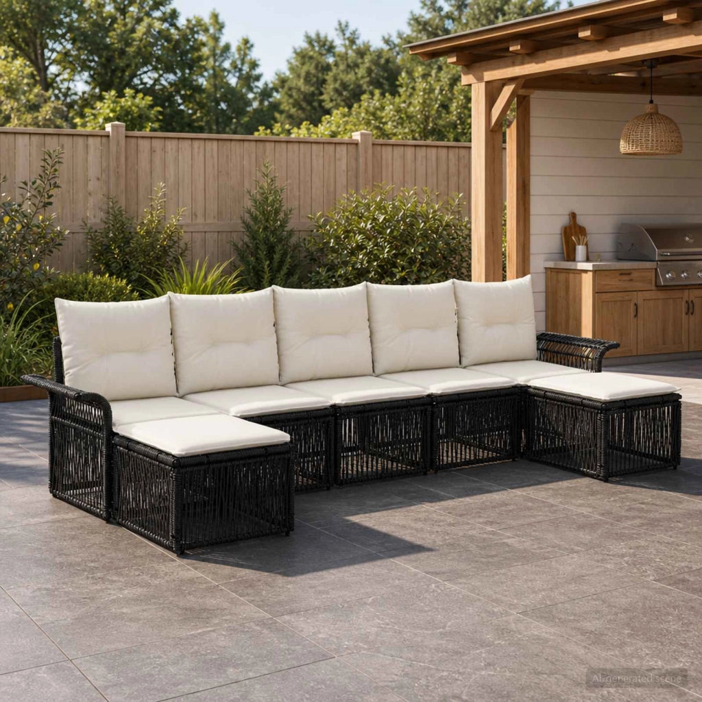 Set Divano da Giardino 7 pz Nero polyrattan 3434914