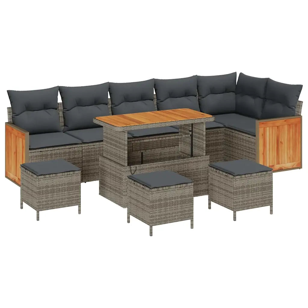 Set Divano da Giardino con cuscino 12 pcs Grigio polyrattan