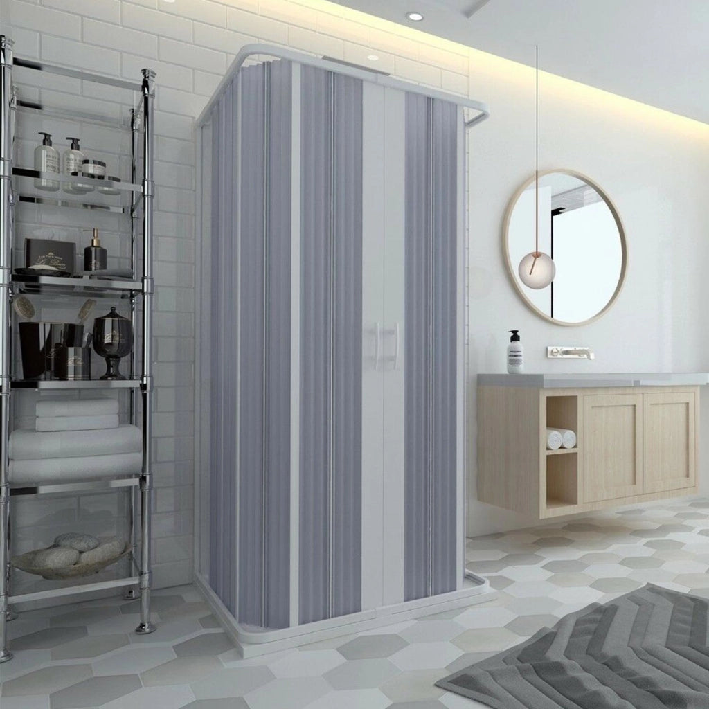 Box Doccia a 3 Lati in PVC 80x120x80CM H185 a soffietto con Apertura Centrale colore Bianco mod. Flex