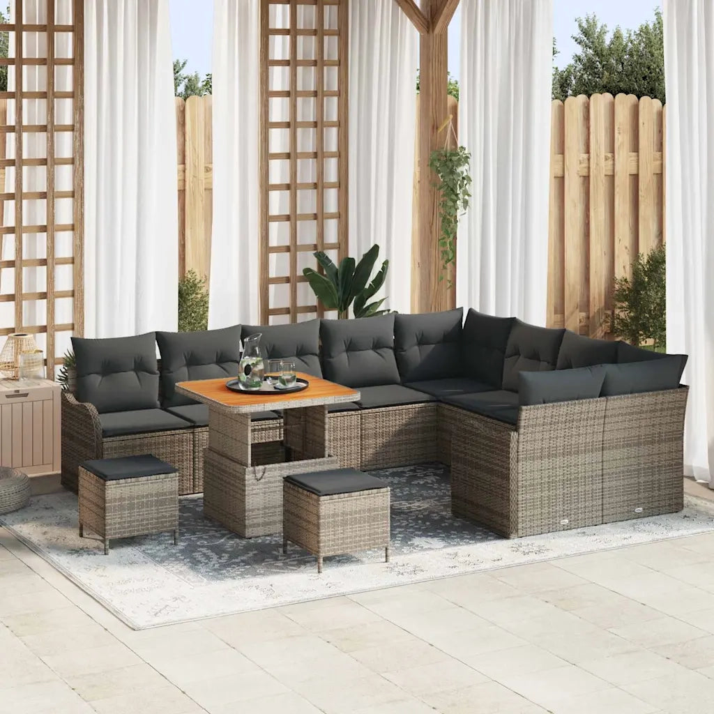 Set Divano da Giardino con cuscino 12 pcs Grigio polyrattan 3362303