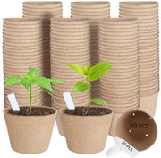 50 pezzi - contenitori per piante - contenitori biodegradabili per semi - zaaieraie per giardino - con fori di drenaggio - con 20 etichette per piante - per la germinazione di fiori, verdure, alberelli e erbe - 6×6cm - marrone
