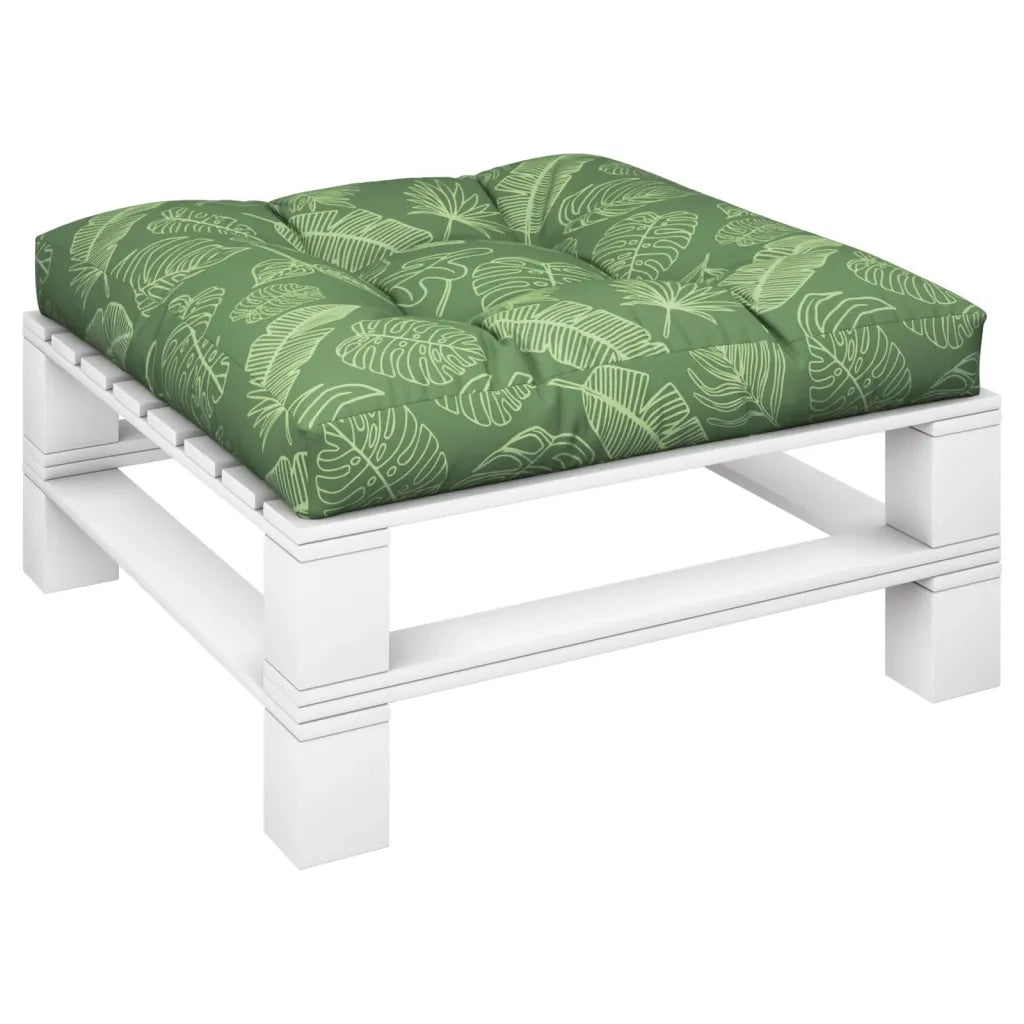Cuscino per Pallet con Motivo a Foglie 70x70x12 cm in Tessuto 360488