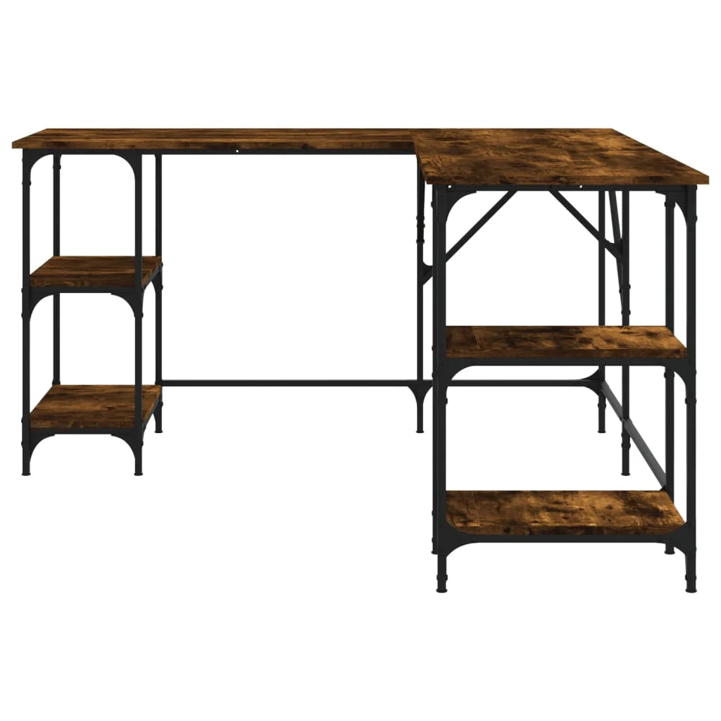 Scrivania da ufficio postazione di lavoro mobile per computer studio rovere affumicato 139 x 139 x 75 cm legno ingegnerizzato marrone 02_0023574