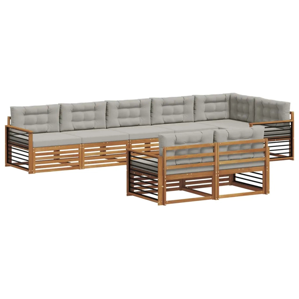 Set di divani da esterno 8 pcs Grigio Naturale e Chiaro 3373671