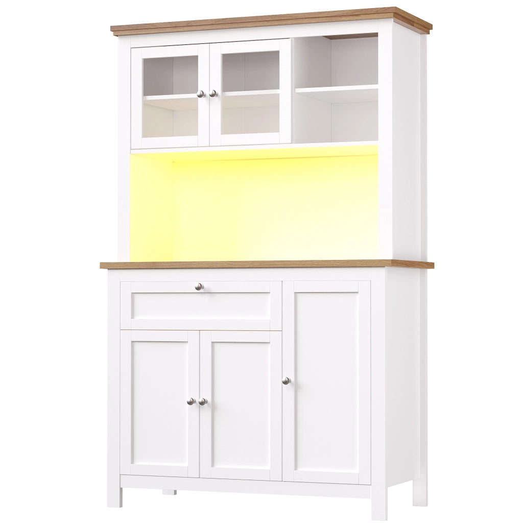 Libreria Buffet con LED ¨C MINIMAL ¨C Bianco, Ripiani Regolabili, 104x40x180